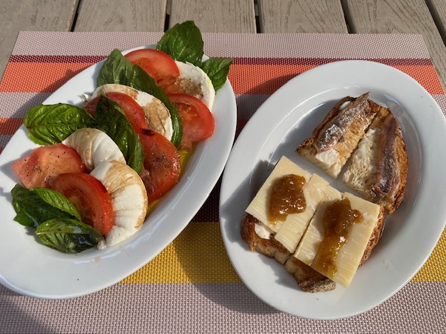 Caprese and Anchovy Toast