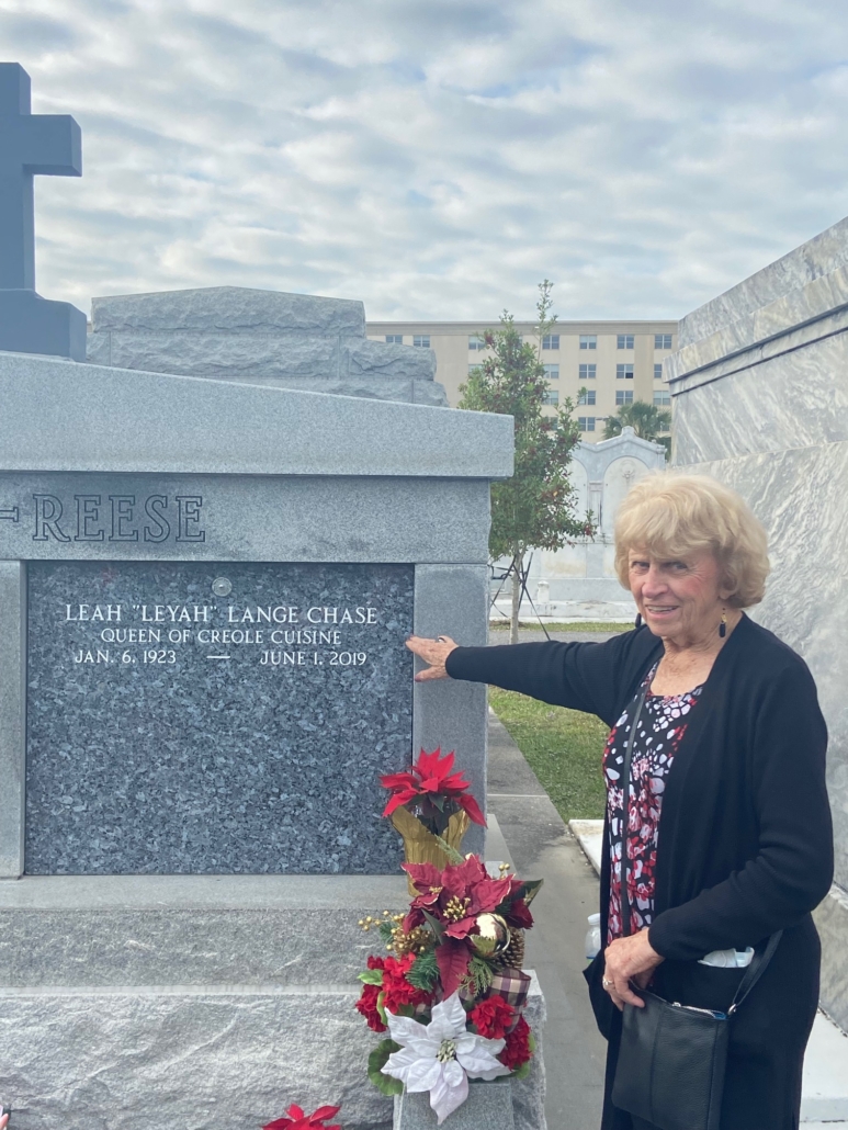 Marion at Leah Chase's grave